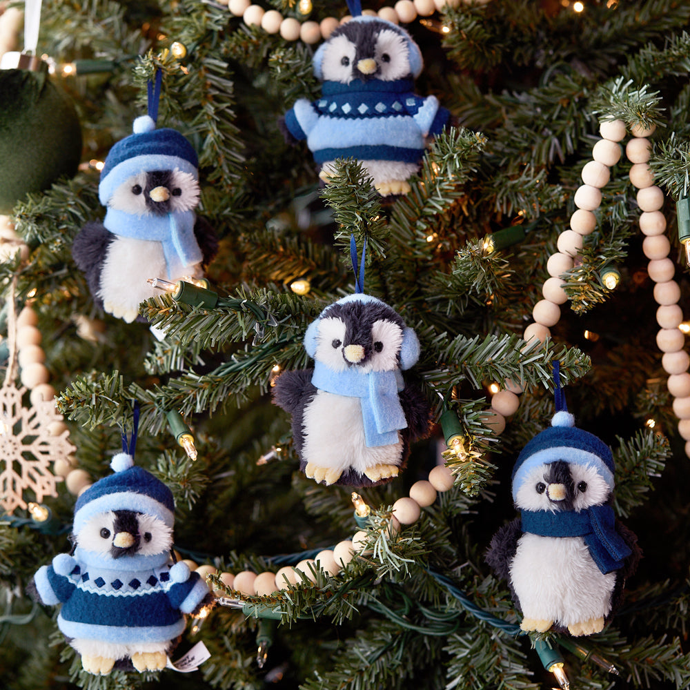 4 In. Arctic Holiday Ornament Set of 5 Penguins